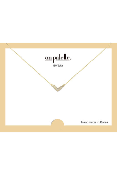 14K Gold Dipped V Shape Stone Pendant Necklaces By DOBBI