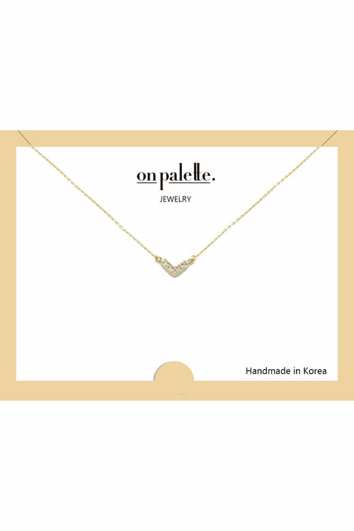 14K Gold Dipped V Shape Stone Pendant Necklaces By DOBBI
