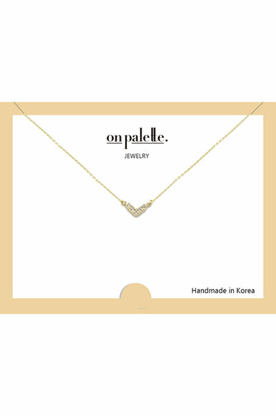 14K Gold Dipped V Shape Stone Pendant Necklaces By DOBBI