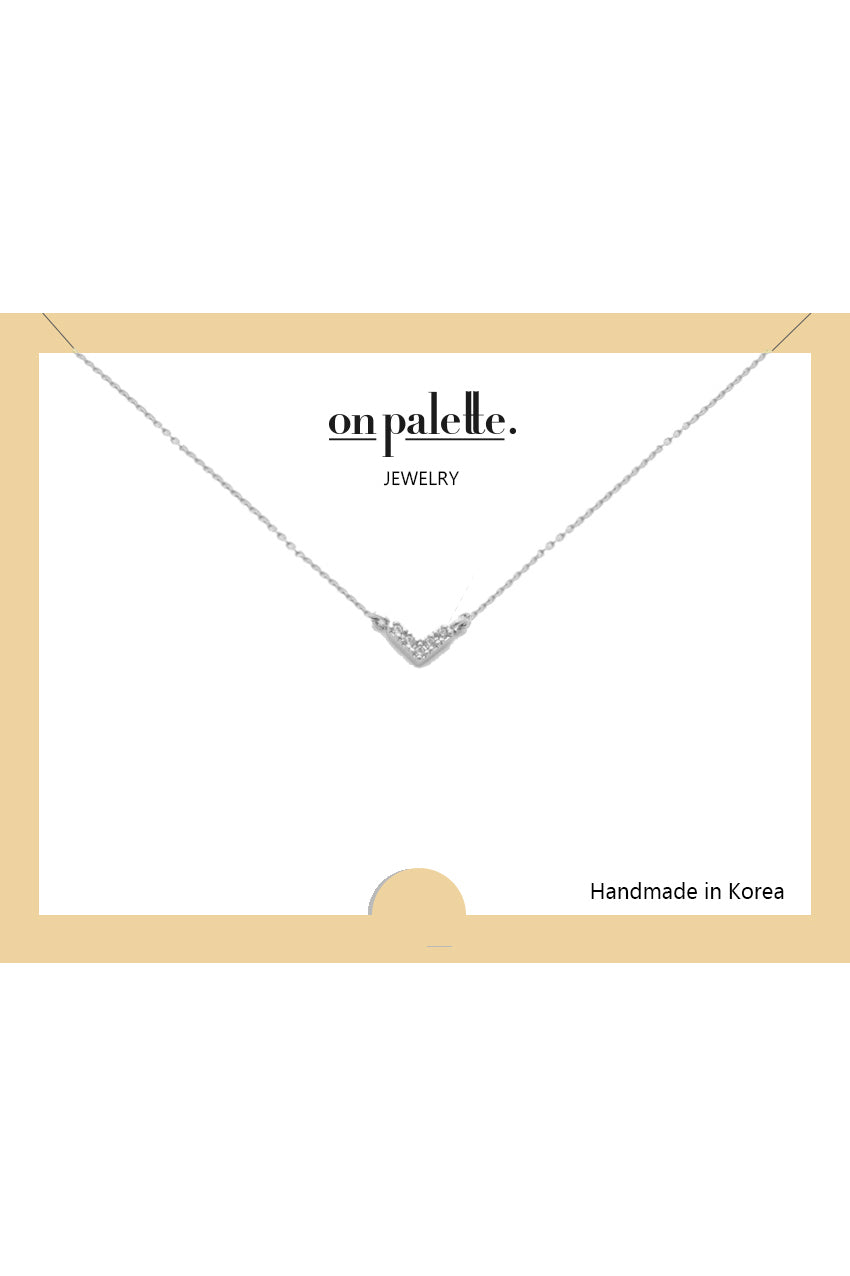 14K Gold Dipped V Shape Stone Pendant Necklaces By DOBBI