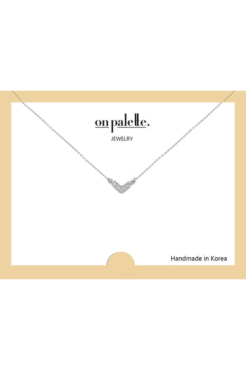 14K Gold Dipped V Shape Stone Pendant Necklaces By DOBBI