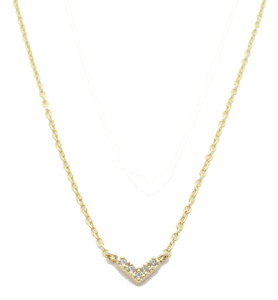 14K Gold Dipped V Shape Stone Pendant Necklaces By DOBBI