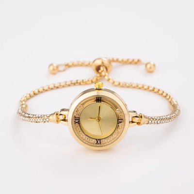 Stainless Steel Gold and Silver Bangle Adjustable Bracelet Wrist Watch