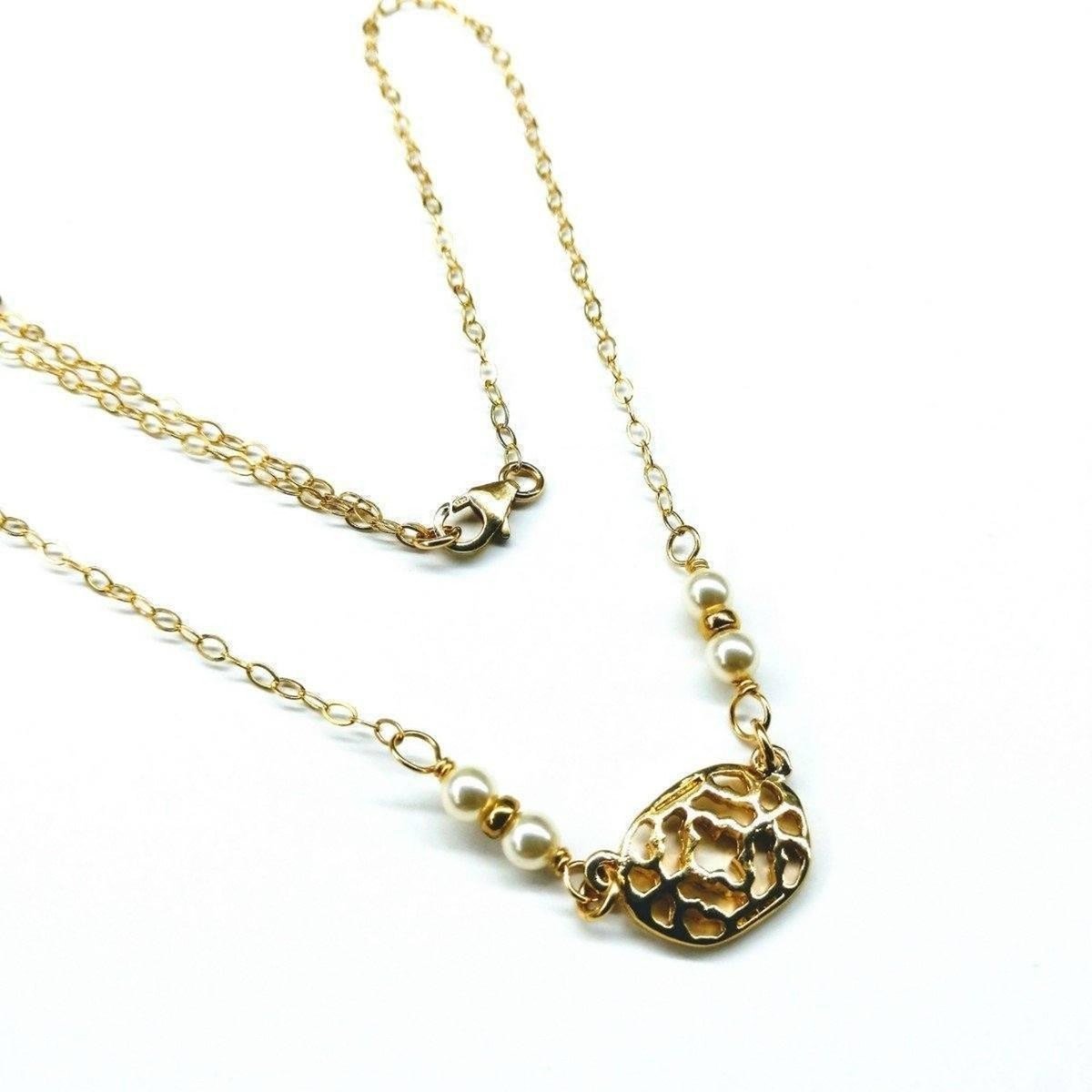 As Seen on Molly Ringwald 14 K Gold Filled Filigree Pearl Choker