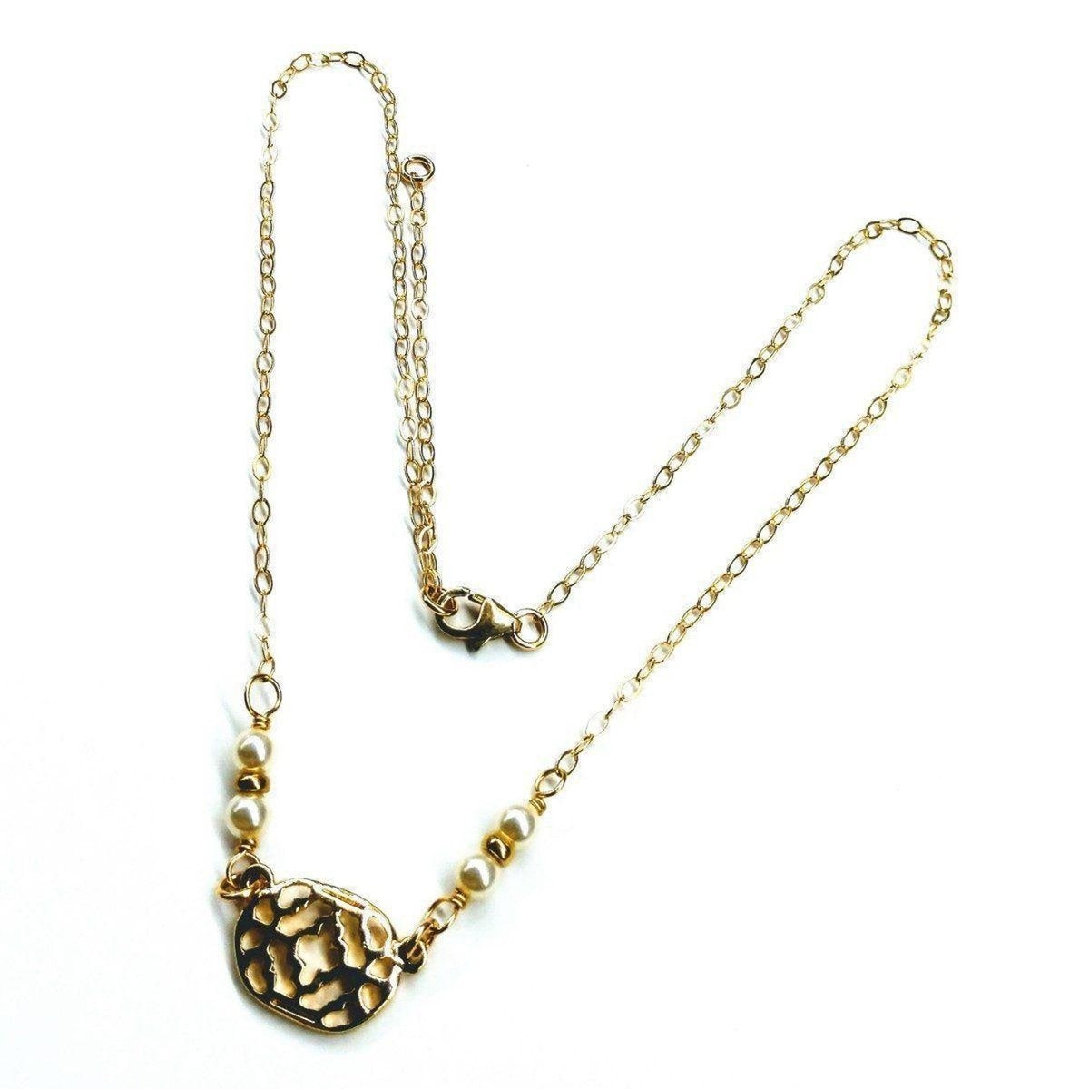 As Seen on Molly Ringwald 14 K Gold Filled Filigree Pearl Choker