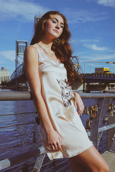 Vela Silk Dress in Lounging Jaguar